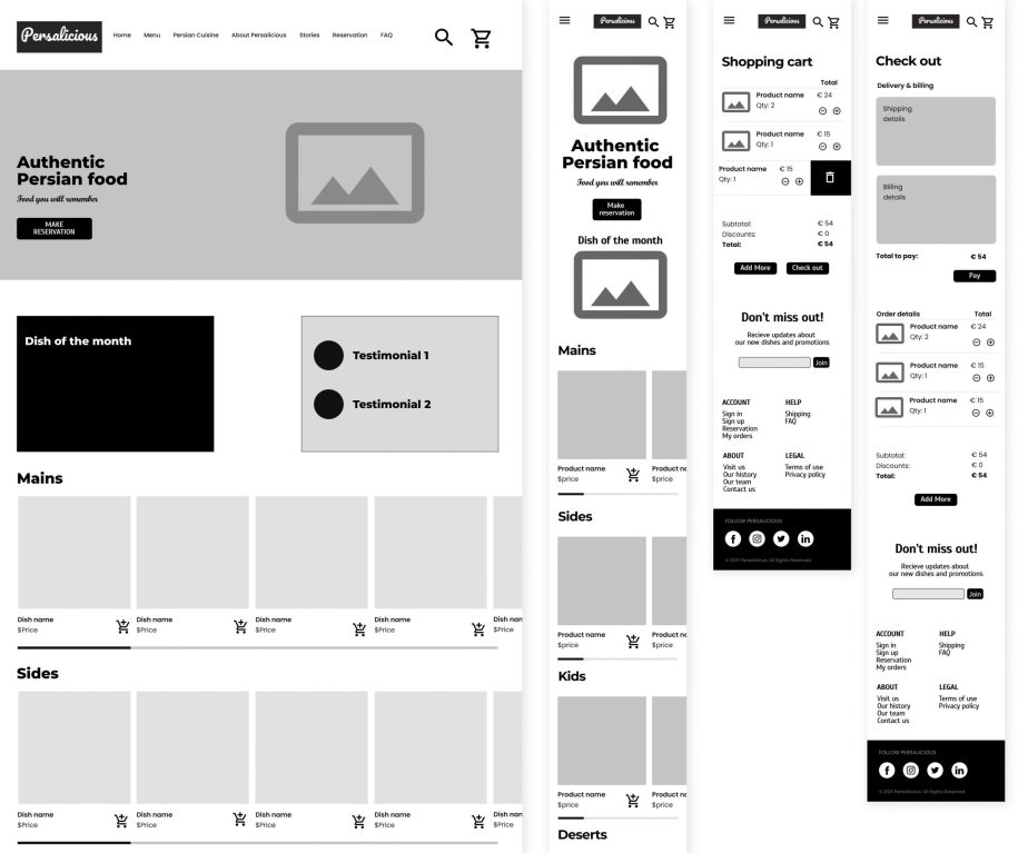 Persalicious wireframes